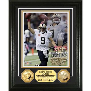 Drew Brees NFL Consecutive TD Pass Record Gold Coin Photomint Football