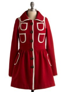 Knitted Dove The Icing on the Coat in Red Velvet  Mod Retro Vintage Coats