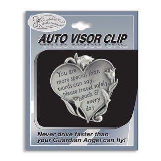 HEART Shaped VISOR Clip for CAR/Automobile   "You Are More Special Than Words Can Say" "NEVER Drive Faster Than Your Guardian Angel Can FLY" SAFE TRAVEL Sentiment/GIFT PARENTS/New DRIVERS/DRIVER Safety 