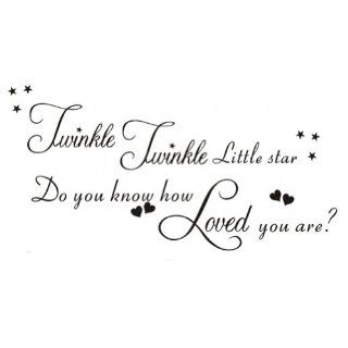 Twinkle Twinkle Little Star Do You Know How Loved You Are Wall Decal Sticker Vinyl Lettering Saying Baby Nursery Kids Boys Girls Bedroom Livingroom Decor Mural Art   Baby Quote Wall Decals