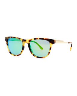 Mirrored Square Acetate Sunglasses, Spotty Tortoise/Green   Stella McCartney  