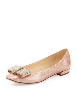 niesha flat with sparkle bow, rose gold   kate spade new york   Rose gold (40.