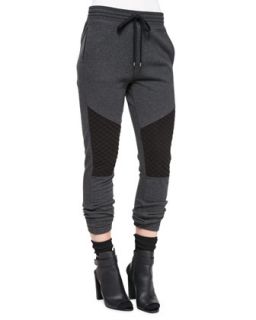 Womens Quilted Detail Jersey Sweatpants   Vince   Dark hthr grey (LARGE)