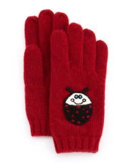 Girls Cashmere Ladybug Gloves, Red/Black   Portolano   Red/Black (4)