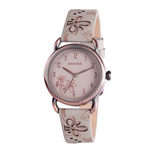 Kahuna Ladies cream dial cut out leather strap watch