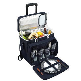 Picnic at Ascot Bold Picnic Cooler For 4 with Removable Wheeled Cart, Navy : Picnic Baskets : Patio, Lawn & Garden