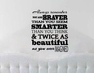 Always remember you are Braver than you seem, Smarter than you think, & twice as Beautiful as you ever imagined. Wall Decal Sticker   Wall Decor Stickers