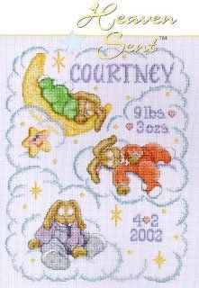 Janlynn Cross Stitch Kit, 14 Inch by 11 Inch, Heaven Sent Birth Announcement