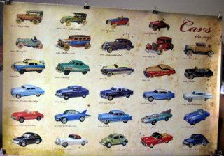 Cars tin toys history POSTER 34 x 23.5 with 29 toys from 1920s through 50s (poster sent from USA in PVC pipe) : Prints : Everything Else