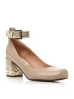 Pied a Terre Aniap bump toe block heel court shoes Taupe