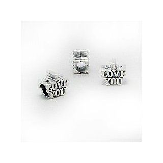 Cheneya Sterling Silver Bead in "I LOVE YOU" Design: Jewelry