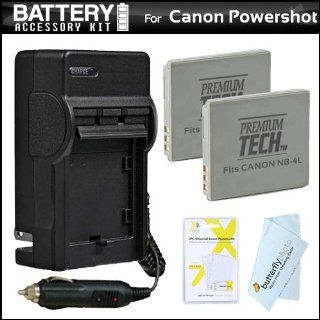 2 Pack Battery And Charger Kit For Canon Powershot ELPH 330 HS, ELPH 310 HS ELPH 100 ELPH 300 SD960 IS SD940 IS SD1400 IS Digital Camera and Canon VIXIA Mini Camcorder Includes 2 Extended Replacement (900 maH) NB 4L Battery + AC/DC Travel Charger + More : 