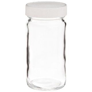 EP Scientific Clear Straight Sided Wide Mouth Jars Glass Bottles, 125mL Capacity, L3 Level, Tall; Not precleaned; Closure size 45 400 (Case of 24) Science Lab Environmental Bottles
