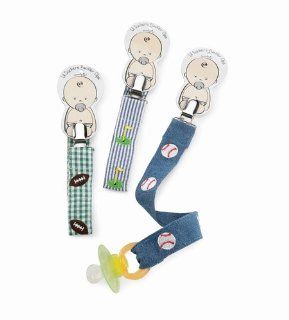 Mud Pie Baby Boy's Sports Themed Pacifier Clip 3 Pack : Baby