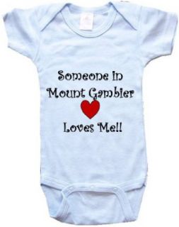 SOMEONE IN MOUNT GAMBIER LOVES ME   City Series   White, Blue or Pink Onesie: Clothing
