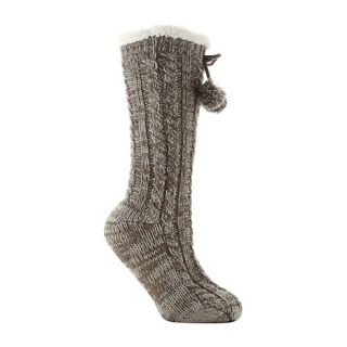 RJR.John Rocha Designer grey fleece pom pom slipper socks