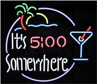 ITS 5:00 SOMEWHERE MARGARITA GLASS NEON LIGHT BEER PUB BAR BILLIARDS GAMEROOM SIGN LARGE 24" X 22"   EXPRESS AIR SHIPPING: Sports & Outdoors