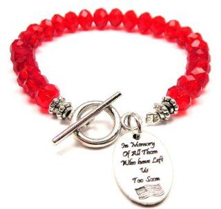 In Memory of All Those Who Have Left Us Too Soon Red Crystal Beaded Toggle Bracelet: ChubbyChicoCharms: Jewelry
