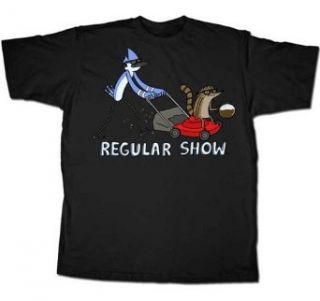 Regular Show Lawn Care Mordecai and Rigby Cartoon Adult T Shirt Tee: Clothing