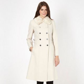 Star by Julien Macdonald Designer cream faux fur collar military coat