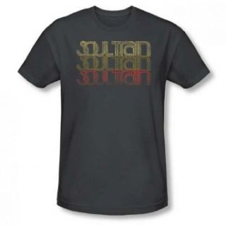 Soul Train   Show Logo Men's Slim Fit T Shirt, Charcoal, 2XL: Clothing