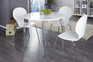 Stilvoller runder Esstisch ARRONDI weiss 90cm Konferenztisch: Küche & Haushalt