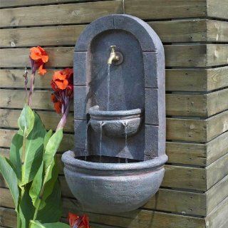 BENEDOMI Polyresin Wandbrunnen Wasserspeier, mit Wasserhahn: Garten