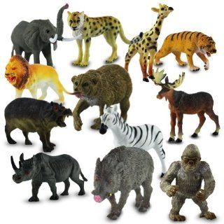 24 x Kunststoff Zootiere Zoo Tiere sortiert Plastiktiere 10 15 cm: Spielzeug