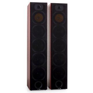 LTC V7B Hifi 4 Wege Lautsprecher Standlautsprecher Paar Satndboxen aus Holz (440Watt, Bassreflexgehuse , Mahagoni Finish , abnehmbarer Lautsprecherabdeckung) braun: Audio & HiFi