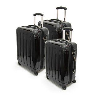 3 tlg. Hartschalen Kofferset aus Polycarbonat   Trolley Koffer Reisekoffer in SCHWARZ: Sport & Freizeit