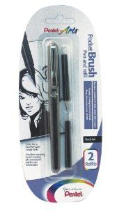 Pentel Pinselstift (inkl. zwei Patronen, Schreibfarbe schwarz): Bürobedarf & Schreibwaren