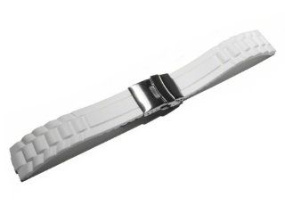 Faltschliee   Uhrenarmband   Silikon   Kautschuk   Design   wei 20mm: Uhren