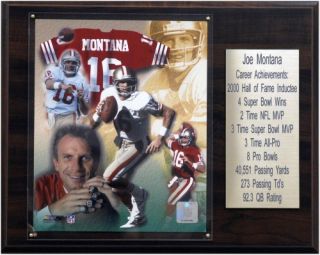 NFL 12 x 15 in. Joe Montana San Francisco 49ers Career Stat Plaque   Wall Art & Photography