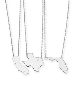Moon and Lola Personalized State Pendant Necklace, Silver, Alabama Mississippi