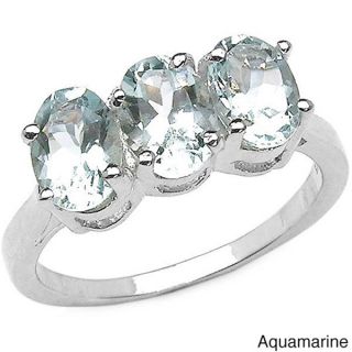 Malaika Sterling Silver Aquamarine or Blue Topaz Ring
