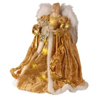 16 in. Gold Pre Lit LED Christmas Angel Tree Topper   Tree Toppers