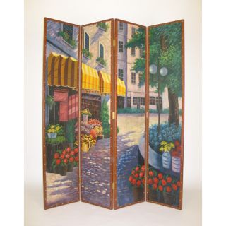 72 x 64 Flower Market 4 Panel Room Divider by Wayborn