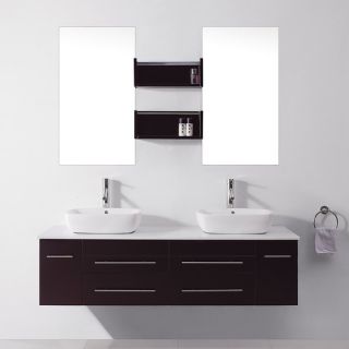 Virtu USA Augustine 60 inch Double Sink Bathroom Vanity Set