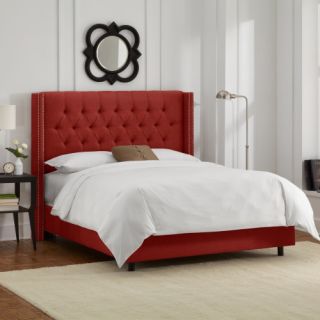 Diamond Tufted Wingback Linen Upholstered Bed   Standard Beds