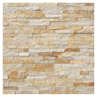 Sparkling Autumn Panel 6 x 24 Natural Stone Splitfaced Tile in Gold