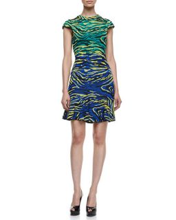 M Missoni Cap Sleeve Zebra Jacquard Dress, Multicolor