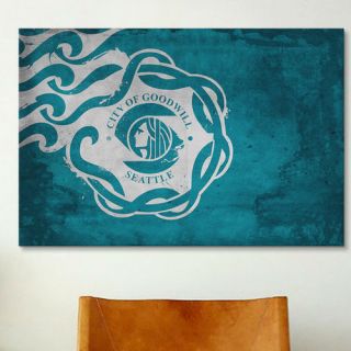 Seattle Flag, Splatters Graphic Art on Canvas by iCanvas