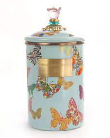 MacKenzie Childs Sky Butterfly Garden Large Canister