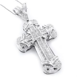 Luxurman 14k White Gold 4 1/4ct TDW Large Diamond Cross Necklace (H I