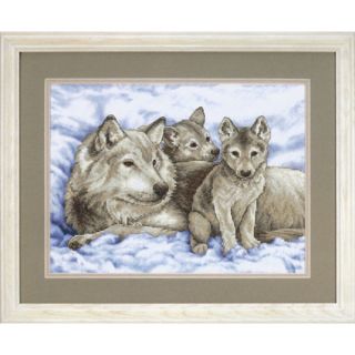 Mother Wolf And Pups Stamped Cross Stitch Kit 16X12   14298631
