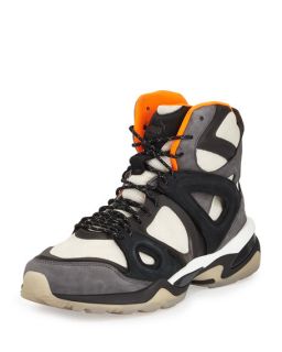 Puma McQ Mid Run High Top Sneaker, White/Orange/Black