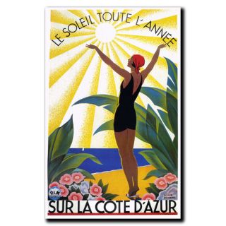Sur La Cote DAzur by Roger Broders Vintage Advertisement on Wrapped