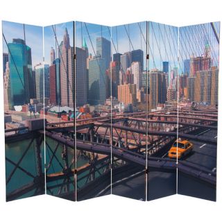 Oriental Furniture 71.25 x 94.5 Double Sided New York Taxi 6 Panel
