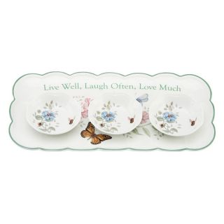 Lenox Butterfly Meadow Sentiment Hors Doevres Tray   Divided Plates & Dishes