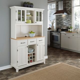 Home Styles White Hutch Buffet with Wood Top   14128958  